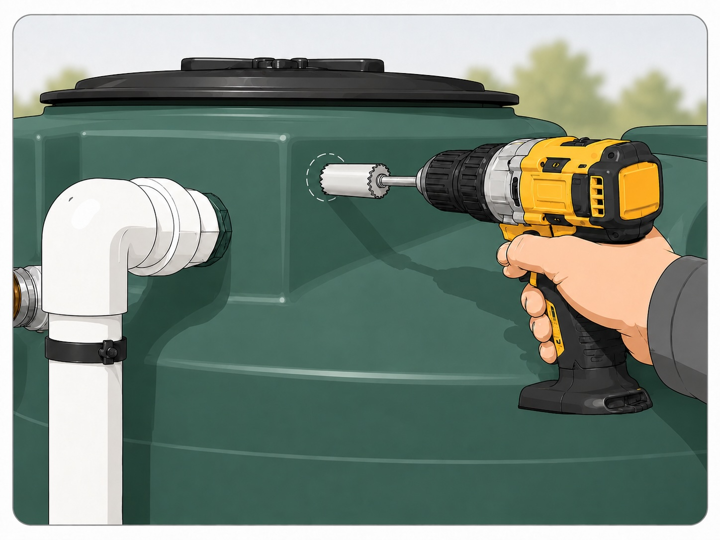 tank install where to drill the hole
